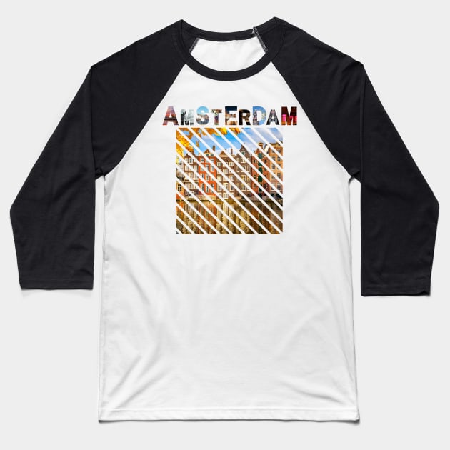 Amsterdam Skyline Baseball T-Shirt by DarioNelaj